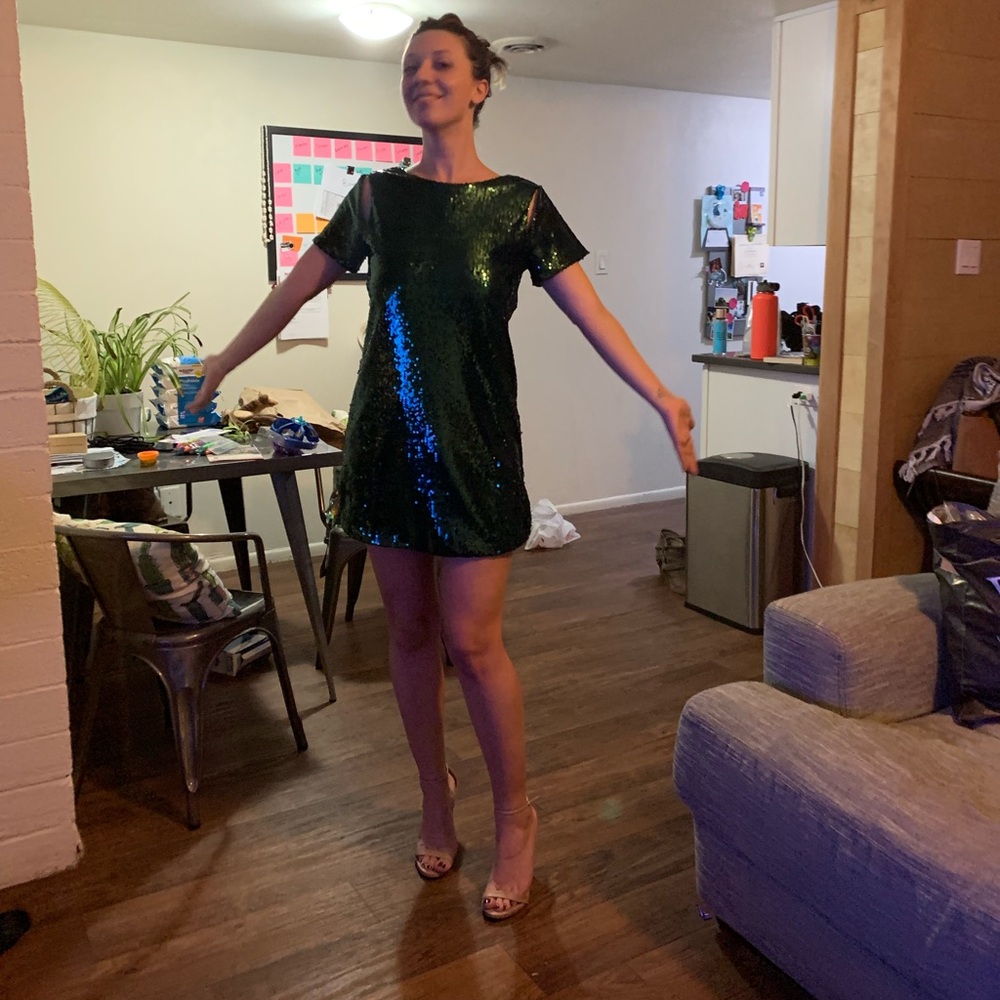 Emerald Green Sequence Dress - new with tags - Small